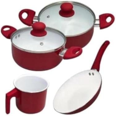 Imagem de Conjunto panelas cozinha aluminio ceramica antiaderente, resistente e completo, pratico