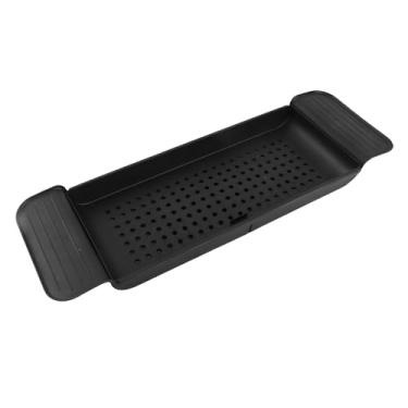 Imagem de Marhynchus Bandeja Banheira de Bandeja Expansível Organizador de Banho Estável Drening Design de Drenagem Respirável para Acessórios para o Banheiro (Preto)