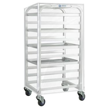 Imagem de BIEAMA Rack de panela de meia folha de 10 camadas com tampa, capa para pão, prateleiras de padaria de alumínio, rack de resfriamento de padaria de cozinha comercial doméstica, rack de velocidade com 4