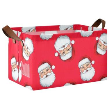 Imagem de Organizador de roupas vintage de Papai Noel vermelho dobrável com alças, cestas para decoração 17 x 29 x 25 cm, 1 pacote com 1