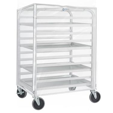 Imagem de BIEAMA Rack de panela de 10 camadas com capa, suporte para pão NSF, rack de padaria de alumínio, resfriamento de padaria de cozinha comercial doméstica, 4 rodas