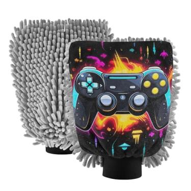 Imagem de ODAWA Pacote com 2 luvas de lavagem de carro de chenille para controle de jogos, luvas de lavagem de carro para caminhões e SUVs 18 cm x 26 cm