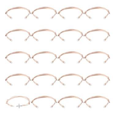 Imagem de FASHEWELRY 20 peças pulseiras ajustáveis de cordão de poliéster encerado, cordas trançadas, nó trançado, pulseiras de amizade com laços para encantos de conector, faça você mesmo (Burlywood)