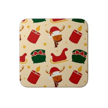 Imagem de Ladrilho Decorativo de Cerâmica Natalino Com Trenó de Renas e Velas