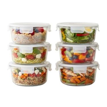 Imagem de Pote Hermético de Vidro, Kit com 6 Unidades, 650ml, Transparente, Tampa com Vedação em Silicone, Redondo, 7cm x 16cm, para Armazenamento de Alimentos