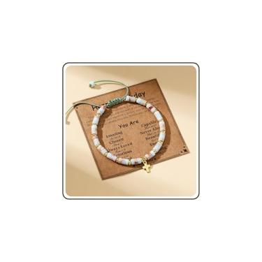 Imagem de JSJOY Pulseira de cruz para mulheres, presentes cristãos de 10º 16º 40º 50º 60º aniversário para mulheres, presentes de confirmação de batismo de páscoa para adolescentes, mãe, filha, avó irmã, One