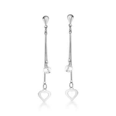 Imagem de Brinco Pendurado Coração Leve Delicado Antialérgico Aço Inox