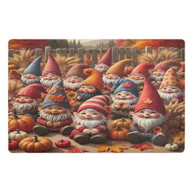 Imagem de Lindo tapete de boas-vindas divertido de gnomos de outono, tapete de cachorro enlameado resistente à sujeira capacho engraçado 81 x 50 cm