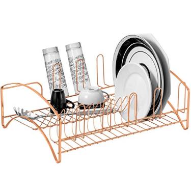 Imagem de Escorredor de Louça Laminado Dourado 16 Pratos 08 Copos Secador Organização Cozinha