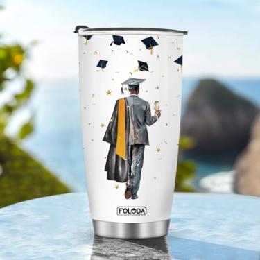 Imagem de Copos isolados Caneca Copo Aniversário Ano Sênior Formatura Temporada Presentes de Natal para colegas de classe Quartos Estudantes Professores Meninos Meninas Homens Mulheres Filha Alça Fria Gelado