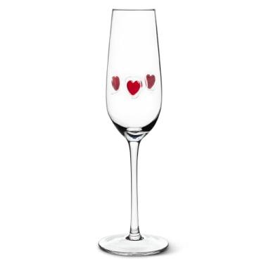 Imagem de Abbott Collection Taça de champanhe com corações - vidro, transparente/vermelho, 25,4 cm A (227 g)