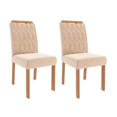 Imagem de Conjunto com 2 Cadeiras Paola Wood Suede Nude e Madeira - Modern