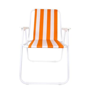 Imagem de Cadeira de Praia Dobrável em Aço Carbono para Piscina e Jardim Leve Resistente Confortável Suporta até 110kg (Laranja)