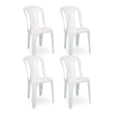 Imagem de Kit de 4 Cadeiras de Bistrô de Plástico Branca - Resistentes para Jardim, Bar, Chácara, Deck e Festa