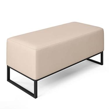 Imagem de Puff Decorativo Para Sala de Estar Cléo W01 Base de Ferro 90 cm Suede Bege - Lyam Decor