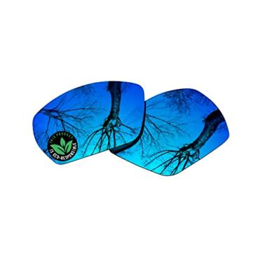 Imagem de Raydi Lentes de reposição de policarbonato para Costa Del Mar Tuna Alley Retangular Óculos de Sol - Espelho Azul Gelo - Polarizado