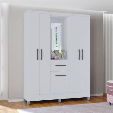 Imagem de Guarda Roupa Casal Com 5 Portas 1 Gaveta Atlas Poquema Branco