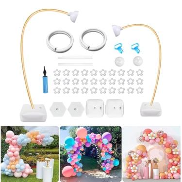 Imagem de Kit de suporte de arco de balão, suprimentos de festa, suporte de balão de meio arco de 2,5 m e 1,5 m com base de saco de enchimento de água, suporte de balão dobrável grátis para decoração de