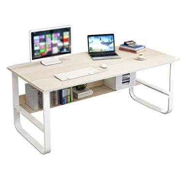 Imagem de Escrivaninha para computador, mesa de trabalho moderna e resistente, mesa de estudo, estilo industrial, PC laptop, para escritório em casa, branco cremoso. (marrom 120 x 60 x 73 cm)
