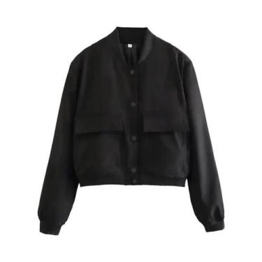 Imagem de Jaqueta Bomber Feminina Branca - Outono/Inverno - Recortada com Botão 