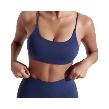 Imagem de Sutiã Esportivo Feminino De Cor Sólida Com Costas Cruzadas Para Yoga, 