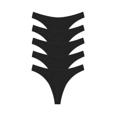 Imagem de Calcinhas De Algodão Sem Costura Femininas 5PCS V Cintura G-String Tan