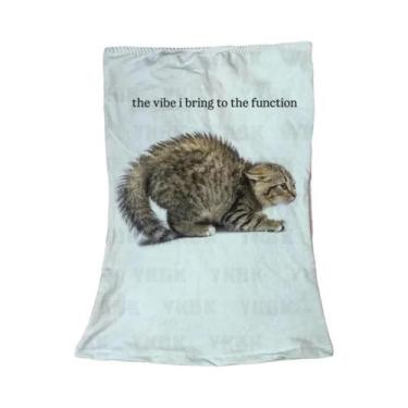 Imagem de Camiseta Feminina Slim Fit De Manga Longa Com Estampa De Gato Estilo G