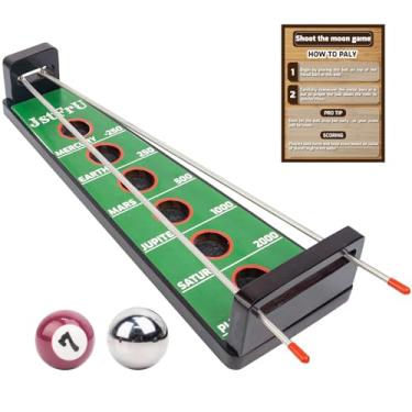 Imagem de Shoot The Moon Game, Large 17.5 inches,Classic Desktop Games, Solid Wood Board with Metal Ball and Rods, Billiard Style,Retro Balancing Game for Family and Bar (Green)