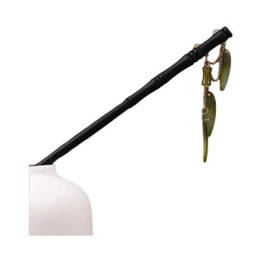 Imagem de Grampo De Cabelo Magnolia De Vidro Transparente Com Franjas De Madeira