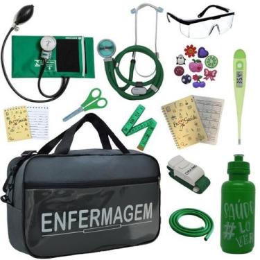 Imagem de Kit Bolsa Aparelho Pressão Esfigmomanômetro Enfermagem Pa Med - P.A. M
