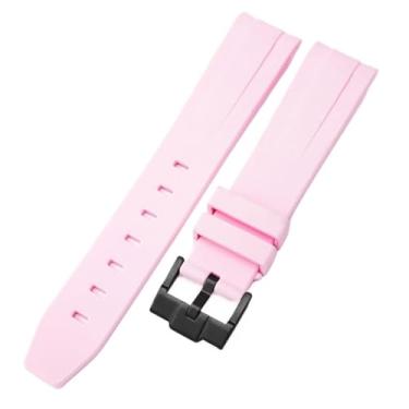 Imagem de HEPUP Pulseira de camuflagem para relógio esportivo Swatch MoonSwatch com extremidade curva de silicone masculina e feminina, acessório de 20 mm (rosa 02)