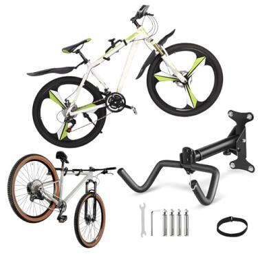 Imagem de Suporte de parede para bicicleta, ângulo ajustável, design dobrável, com ferragens de montagem, preto