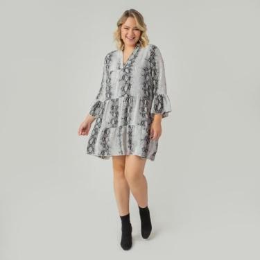 Imagem de Vestido susie animal print cobra feminino - Susie Modas, Cinza, G2
