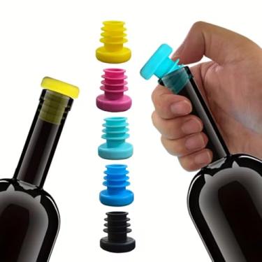Imagem de 5 peças de vedação de garrafa de vinho durável – Rolhas de silicone roscadas para dar de presente diário