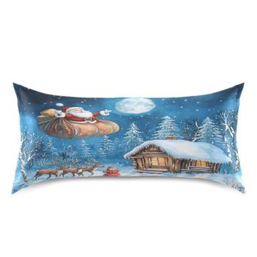 Imagem de Blueangle Fronha de cetim voadora Papai Noel para cabelo e pele, fronha de seda, tamanho king (50,8 x 101,6 cm) - Capas de almofada de cetim refrescantes com fecho de envelope (604)