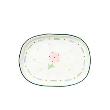 Imagem de Cheio de estrelas cerâmica pintada à mão tigela de arroz flores ouvido doméstico sopa arroz talheres - placa denier 23,9 cm