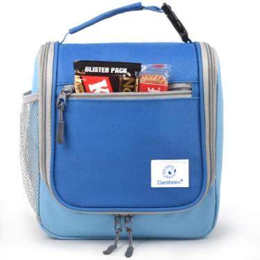 Imagem de Genteen Lancheira infantil, lancheira isolada para crianças, crianças, meninas e meninos; comporta lancheira, garrafa de água e lanches; tecido resistente à água de fácil limpeza e vários bolsos com