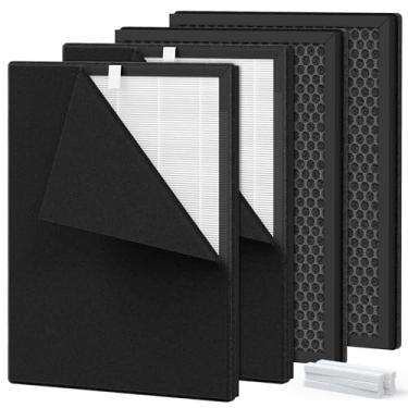 Imagem de 4 pacotes de filtros de substituição K3 compatíveis com purificador de ar LUNINO K3 para ambientes grandes de até 3000 m² com 4 HEPA verdadeiros, 8 filtros de carvão ativado e 6 almofadas aromáticas