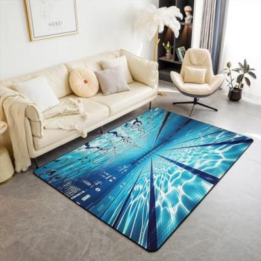 Imagem de Erosebridal Tapete esportivo de natação, 12 x 18 cm, estampa 3D, tapete de área de verão, fresco, para crianças, adolescentes, adultos, relaxante, lazer, tema de atividade, tapete decorativo, lavar à