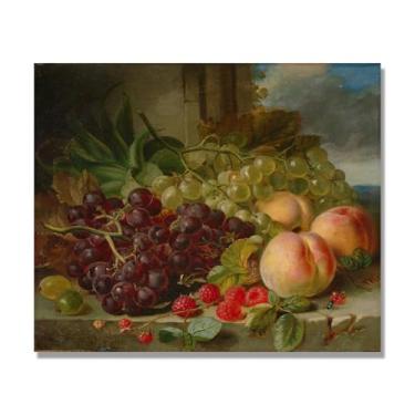 Imagem de NHLDZYH Arte em tela vintage de frutas mortas, pintura clássica de cozinha country, decoração de parede de casa de fazenda quente para sala de jantar e cozinha. A26. 50 x 60 cm - 19,6 x 23,6 pol