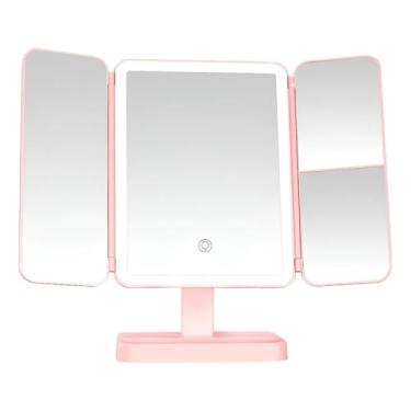Imagem de Espelho de Maquiagem Touch com LED, Borda Iluminada, Mesa Portátil e Recarregável USB – Bateria 2000mAh(BRANCO)