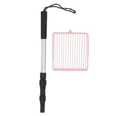 Imagem de Luocute Colher de Maca de Frango, Alça Telescópica Ajustável de 3 Seções pá Antiaderente de Aço Inoxidável para Galinheiro, Com Fivela Fixa de Bloqueio de Pressão para Fácil Limpeza (Rosa)