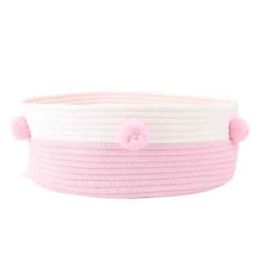 Imagem de Siwoted gato scratcher cama cesta corda de algodão mão tricô elegante olhar gato dormir cama coçando esteira para casa interior (Rosa)