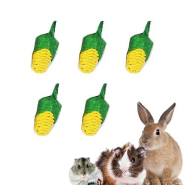 Imagem de QYvtsor 5 peças de brinquedo para mastigar milho, brinquedo para dentição de corda para coelhos, hamsters, porquinhos-da-índia, filhotes e outros animais pequenos