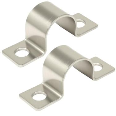 Imagem de PHITUODA Pacote com 20 braçadeiras de conduíte de aço inoxidável de 5/8 polegadas, braçadeiras de tubo em forma de U, clipes de fixação de 2 furos, alça universal para instalação de tubo ou cabo de