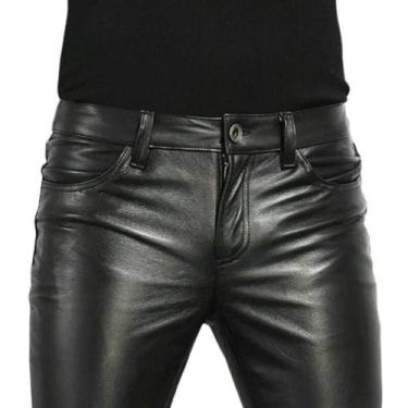 Imagem de Calça Masculina Slim Fit de Couro PU - Estilo Rock e Motociclista, 38,