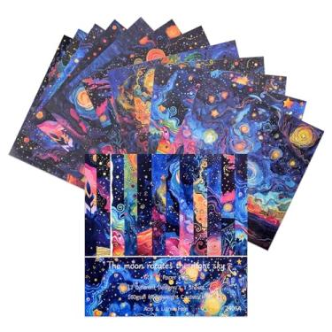 Imagem de 12 folhas de blocos de papel para scrapbook, 12 designs de 15,2 x 15,2 cm, papel de cartolina com padrão único de 15,2 x 15,2 cm, papel decorativo de 160 g/m², bloco de recortes para projetos de