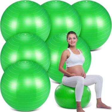 Imagem de Hungdao Pacote com 6 bolas de exercícios resistentes de 55 cm infláveis para gestação, ioga, pilates e fitness para alongamento, terapia de equilíbrio e aptidão física (verde)