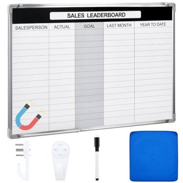 Imagem de Lincia Quadro de classificação de vendas quadro branco apagável a seco magnético com linhas bandeja de marcador deslizante moldura de alumínio planejador de quadro branco para parede vendas desempenho