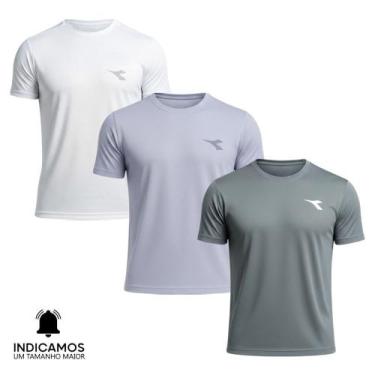 Imagem de Kit 3 Camisetas Diadora Small Logo Masculina - Branco e Cinza Claro G,